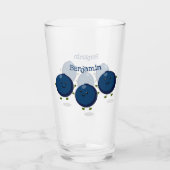 Verre Caricature mignonne de bleuets violets (Dos)