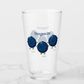 Verre Caricature mignonne de bleuets violets (Devant)