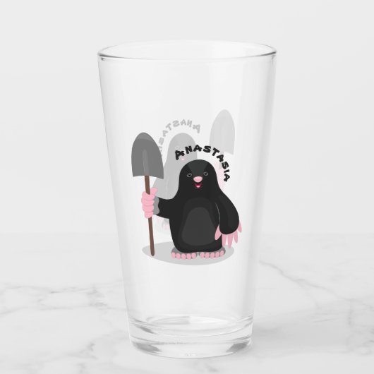 Verre Caricature mole joyeux (Devant)