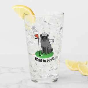 Verre Carlin de golf Jouer Golf (noir) mignon chien drôl