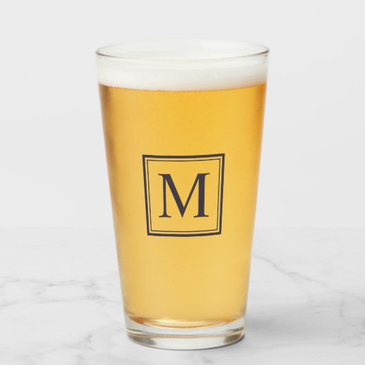 Verre Carré bleu Eclipse Personnalisé Monogramme initial (Devant (rempli))