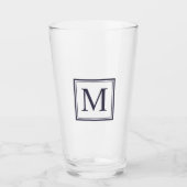 Verre Carré bleu Eclipse Personnalisé Monogramme initial (Devant)
