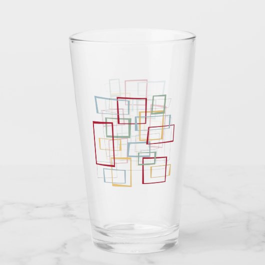 Verre Carré funky Mid Century Rouge Bleu Vert Jaune (Devant)