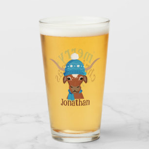 Verre Cartoon Longhorn en Bright Blue Ski Casquette et S