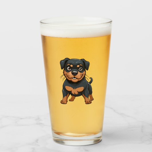 Verre Cartoon Rottweiler Cute robuste (Devant (rempli))