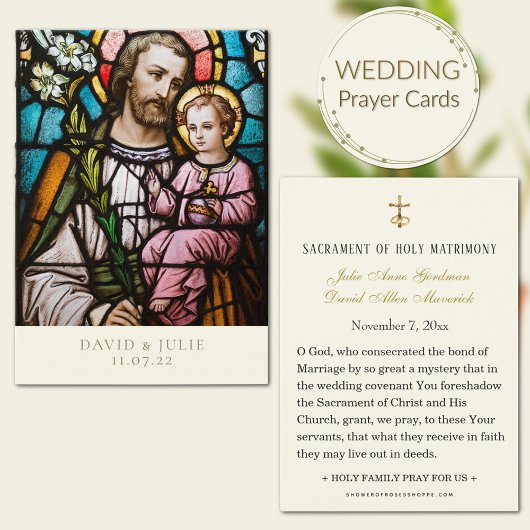 Verre Catholique de Saint Joseph Prière de Mariage