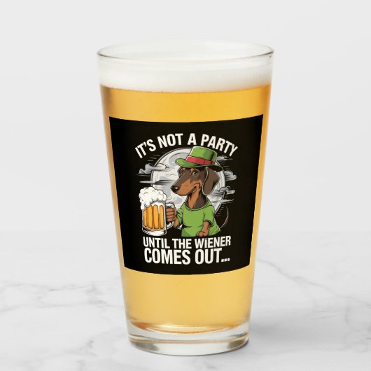 Verre Ce n'est pas une fête jusqu'à Dachshund Irish Beer (Devant (rempli))