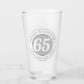 Verre Célébration d'anniversaire avec nom, âge et date d (Dos)