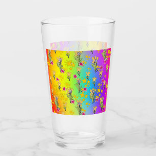 Verre Cercle bleu violet de bouquets floraux