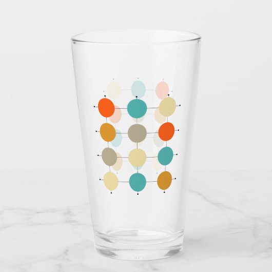 Verre Cercles et lignes en Tan orange turquoise milieu d (Devant)