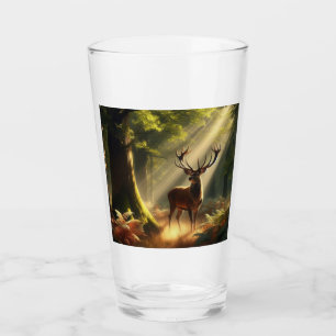 Verre Cerf dans la forêt matinale
