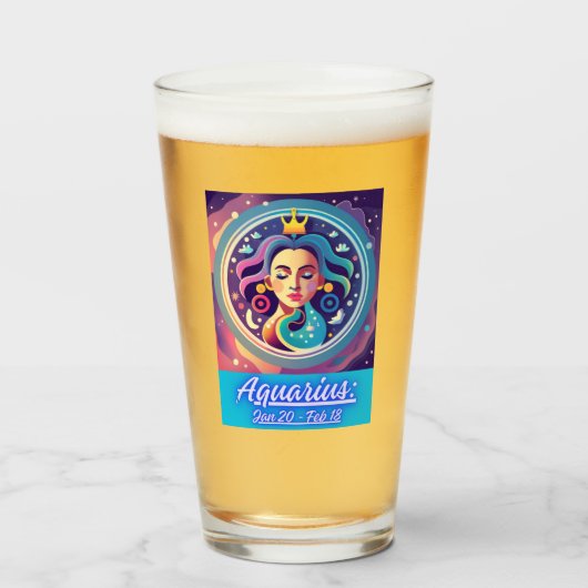 Verre C'est votre anniversaire - Aquarius : 20 janvier - (Devant (rempli))