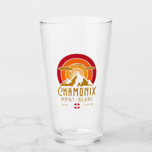Verre Chamonix France Retro Sunset Ski Souvenirs 80s