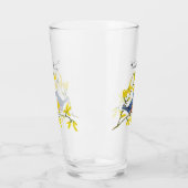 Verre Chanter Red Blue Bird sur Branche Fleurs Jaunes (Gauche)