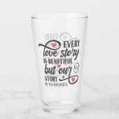 Verre "Chaque histoire d'amour" Citation Script noir Coe (Dos)