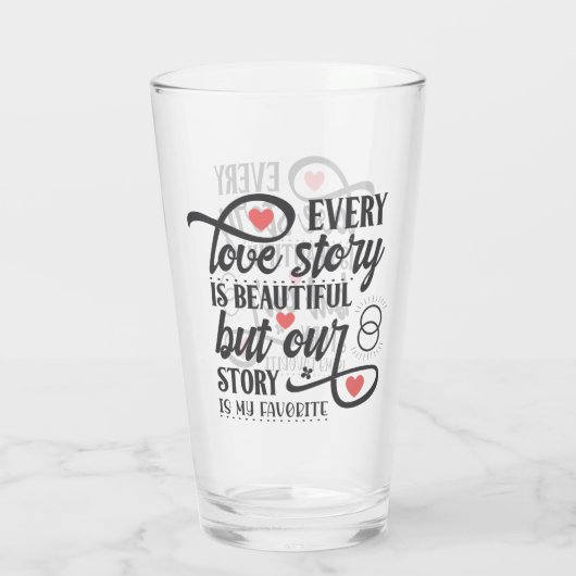 Verre "Chaque histoire d'amour" Citation Script noir Coe (Dos)