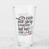 Verre "Chaque histoire d'amour" Citation Script noir Coe (Devant)