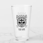 Verre Chat à chat sucre avec votre nom (Devant)