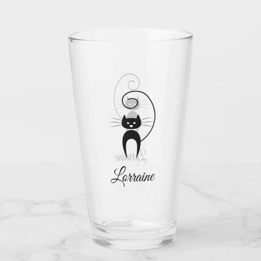Verre Chat à queue de boule noire moderne et élégant (Dos)