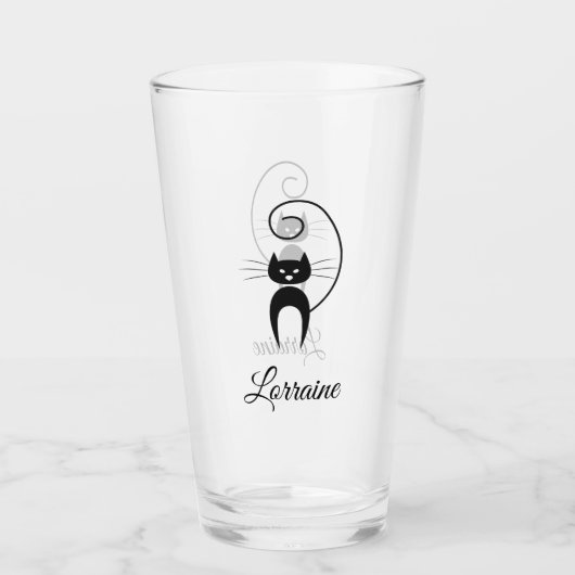 Verre Chat à queue de boule noire moderne et élégant (Devant)