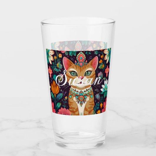 Verre Chat Bijou Couronné (Devant)