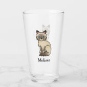 Verre Chat Birman / Ragdoll au point chocolat tabby & No (Dos)