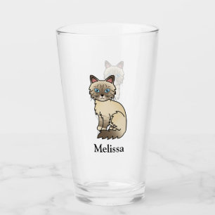 Verre Chat Birman / Ragdoll au point chocolat tabby & No