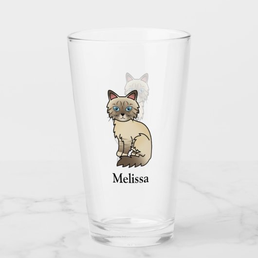 Verre Chat Birman / Ragdoll au point chocolat tabby & No (Devant)