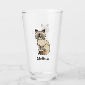 Verre Chat Birman / Ragdoll Tortoiseshell Mignon & Nom (Dos)