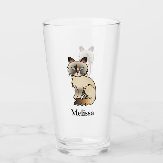Verre Chat Birman / Ragdoll Tortoiseshell Mignon & Nom (Devant)