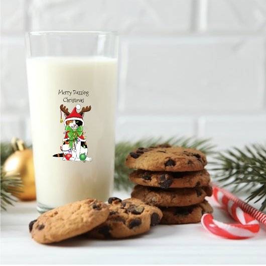 Verre Chat Calico de Noël amusant