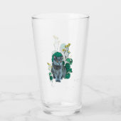 Verre Chat Chartreux avec Fleur Jaune (Dos)