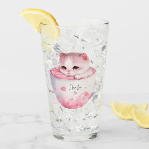 Verre Chat Chibi Rose Kawaii Avec Une Mignonne Couronne