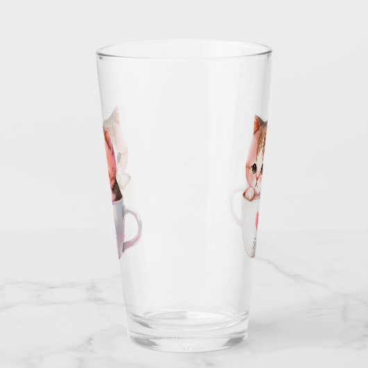 Verre Chat Chibi Rose Pâté Kawaii (Gauche)