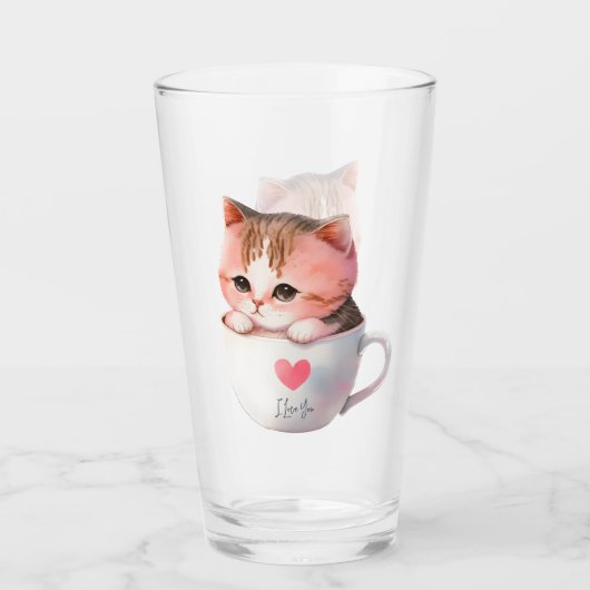 Verre Chat Chibi Rose Pâté Kawaii (Devant)