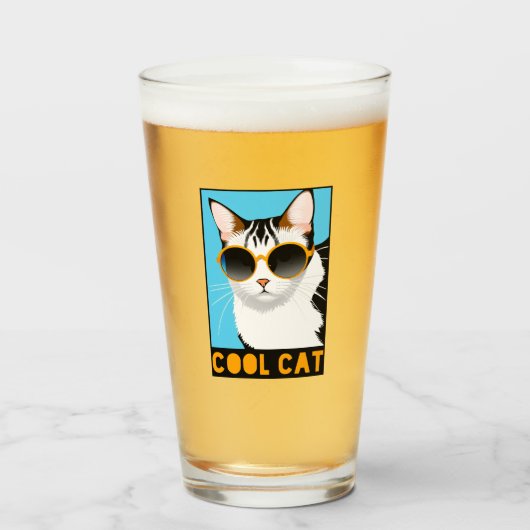 Verre Chat Cool amusant (Devant (rempli))