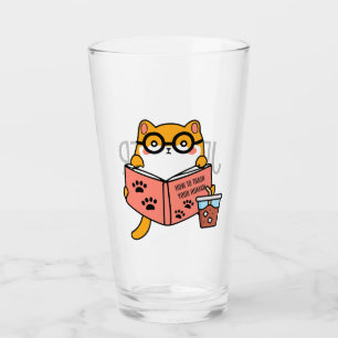 Verre Chat Cute Kawaii lisant un livre