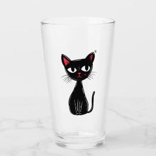 Verre Chat de dessin animé mignon noir du milieu du sièc