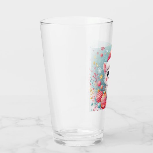 Verre Chat de Noël mignon et coloré (Droite)