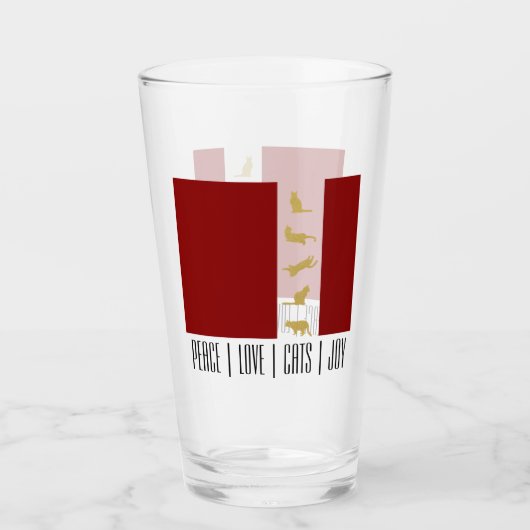Verre Chat de Noël moderne rouge blanc or (Devant)