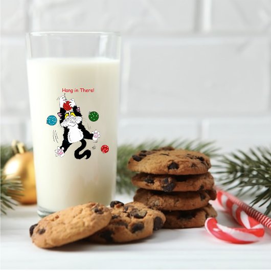 Verre Chat de Noël noir blanc Tuxedo