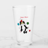 Verre Chat de Noël noir blanc Tuxedo (Devant)