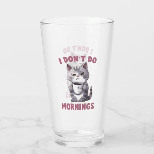 Verre Chat en colère - Je ne fais pas les matins (Dos)
