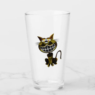 VERRE CHAT JAUNE ET NOIR CLAIR