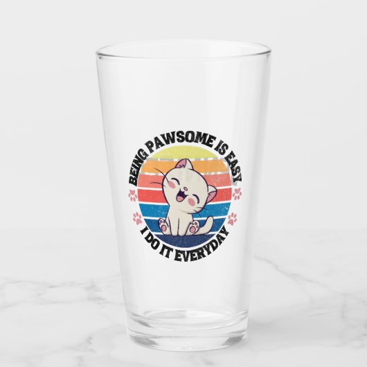 Verre Chat Kawaii blanc mou (Devant)