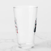 Verre Chat Mère Souriante Assis Avec Trois Chatons Vache (Gauche)