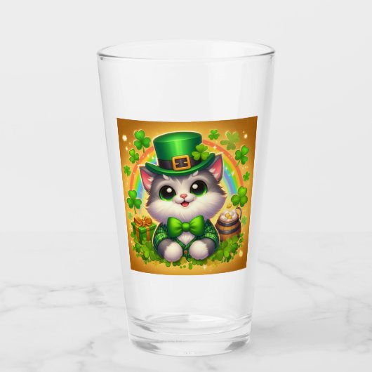 Verre Chat mignon/chaton Saint Patrick's Day (Devant)