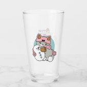 Verre Chat mignon en Engin à neige avec Art Snowman (Dos)
