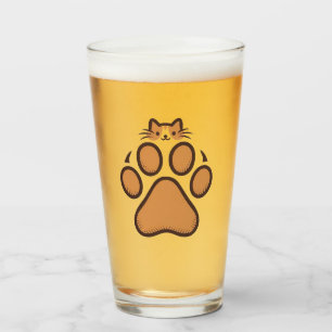 Verre Chat mignon se cachant dans une empreinte de patte
