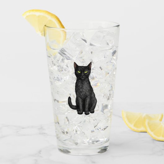 Verre chat noir (Devant glace)
